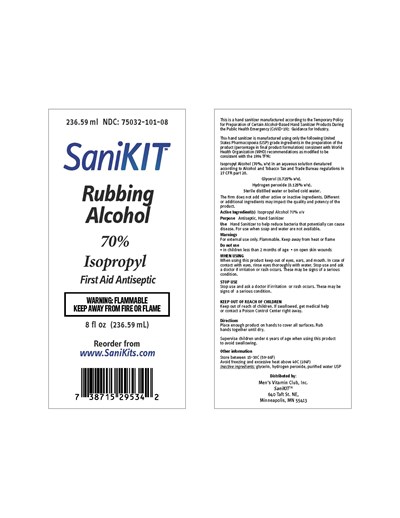 FDA MVC NDC 75032-101-08 Alcohol Label 70 2.jpg 75032-101-08 MVC label - FDA MVC NDC 75032 101 08 Alcohol Label 70 2